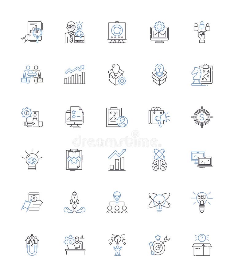 Blueprint line icons collection. Plan, Design, Construction, Blueprinting, Diagram, Outline, Architecture vector and vector illustration