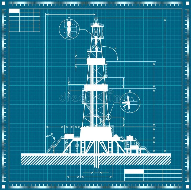 blueprint of oil rig silhouette stock vector illustration of fuel silhouette drill charts