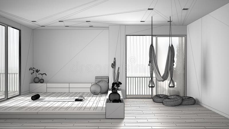 Empty Yoga studio interior design, open space - Stock Illustration  [105588742] - PIXTA