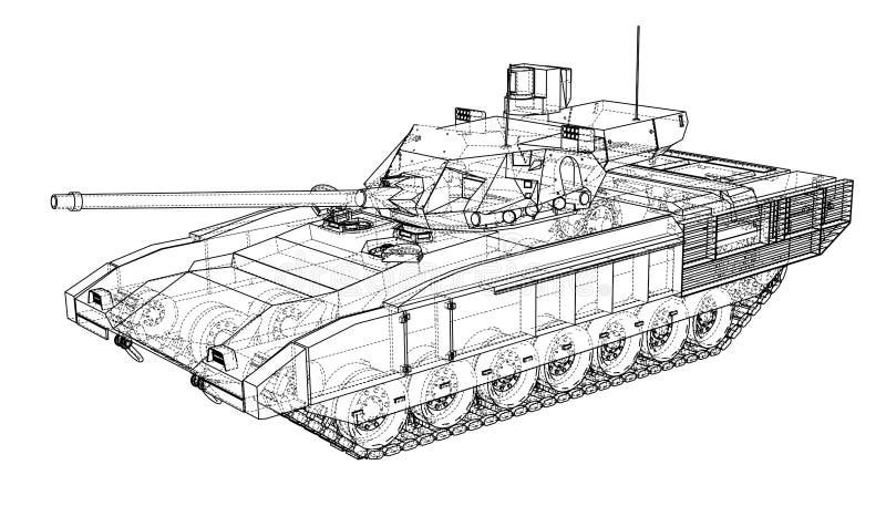 Blueprint of realistic tank royalty free illustration