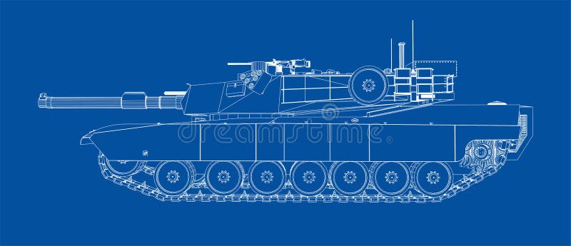 Blueprint of realistic tank royalty free illustration