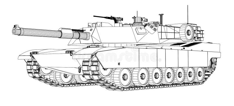 Blueprint of realistic tank stock illustration