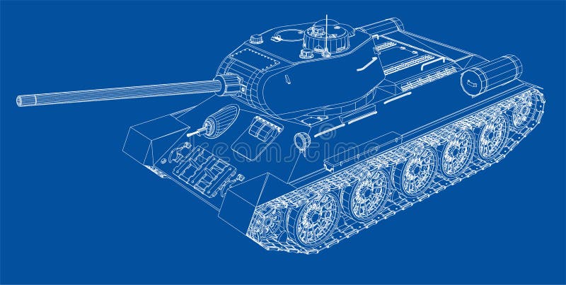Blueprint of realistic tank royalty free illustration