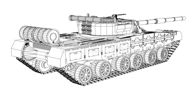 Blueprint of realistic tank royalty free illustration
