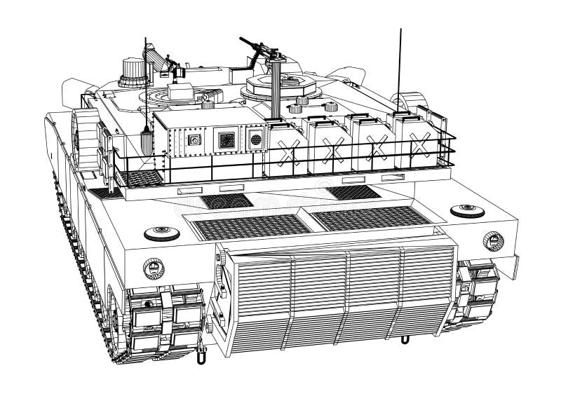 Blueprint of realistic tank vector illustration