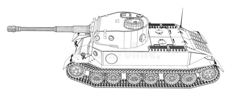 Blueprint of realistic tank stock illustration