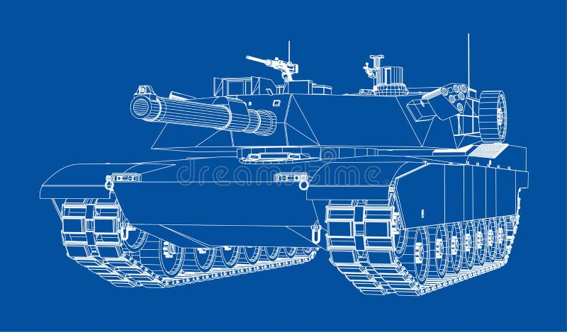Blueprint of realistic tank stock illustration