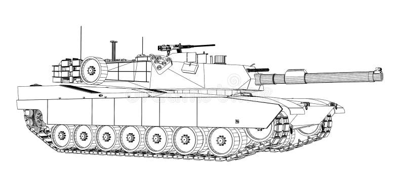 Blueprint of realistic tank vector illustration