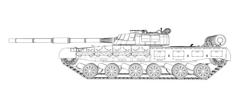Blueprint of realistic tank stock illustration