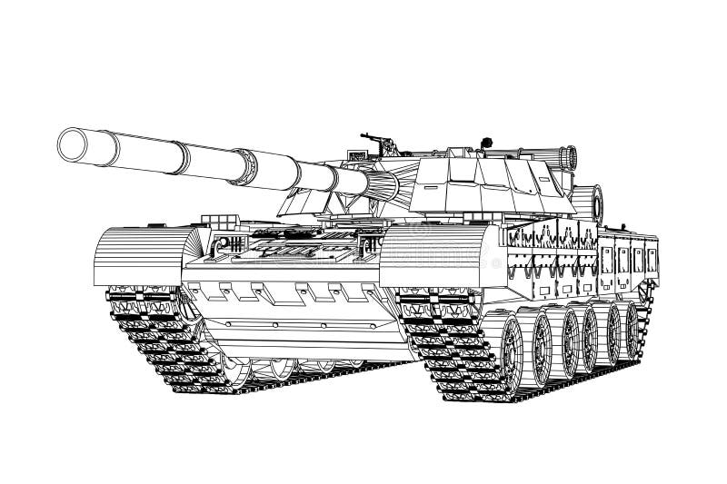 Blueprint of realistic tank stock illustration