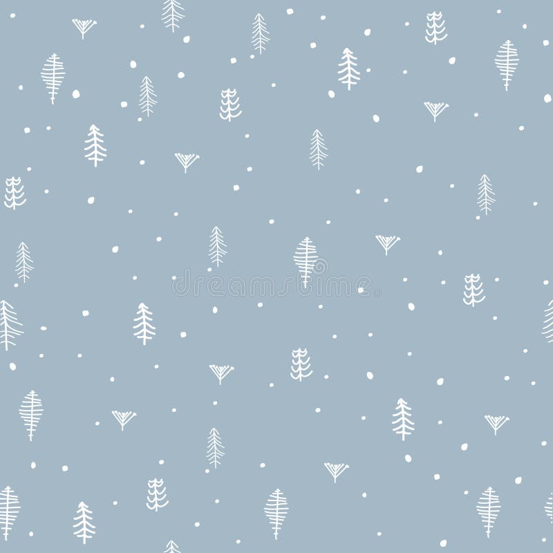 Christmas tree vector seamless repeat pattern. White trees on blue background. vector illustration.