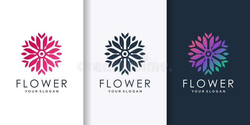 Blume Logo Vorlage mit kreativem Farbverlauf vektor abbildung
