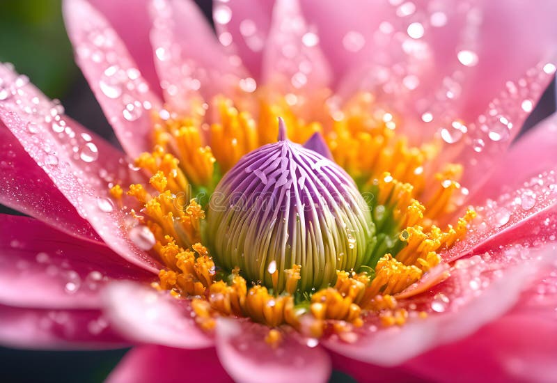 Blume Makro geschlossen eine fantastische unreale und schöne Blume mit Taubentropfen vektor abbildung