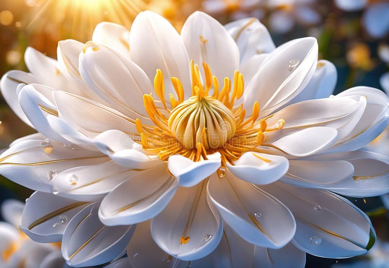 Blume Makro geschlossen eine fantastische unreale und schöne Blume mit Taubentropfen stock abbildung