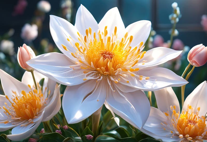 Blume Makro geschlossen eine fantastische unreale und schöne Blume mit Taubentropfen lizenzfreie abbildung