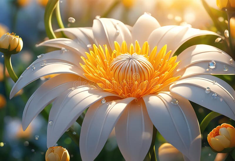 Blume Makro geschlossen eine fantastische unreale und schöne Blume mit Taubentropfen lizenzfreie abbildung