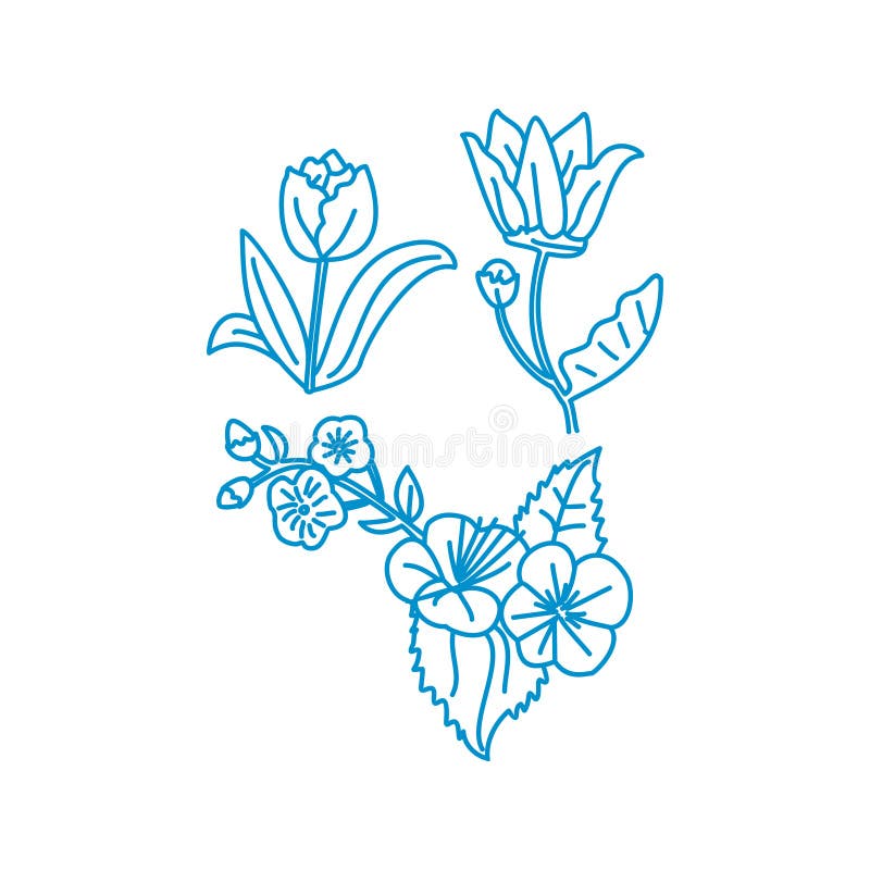 Blumen-Blatt-Illustrations-Entwurfs-Schablonen-Vektor linear lizenzfreie abbildung Blumen-Blatt-Illustrations-Entwurfs-Schablonen-Vektor linear lizenzfreie abbildung