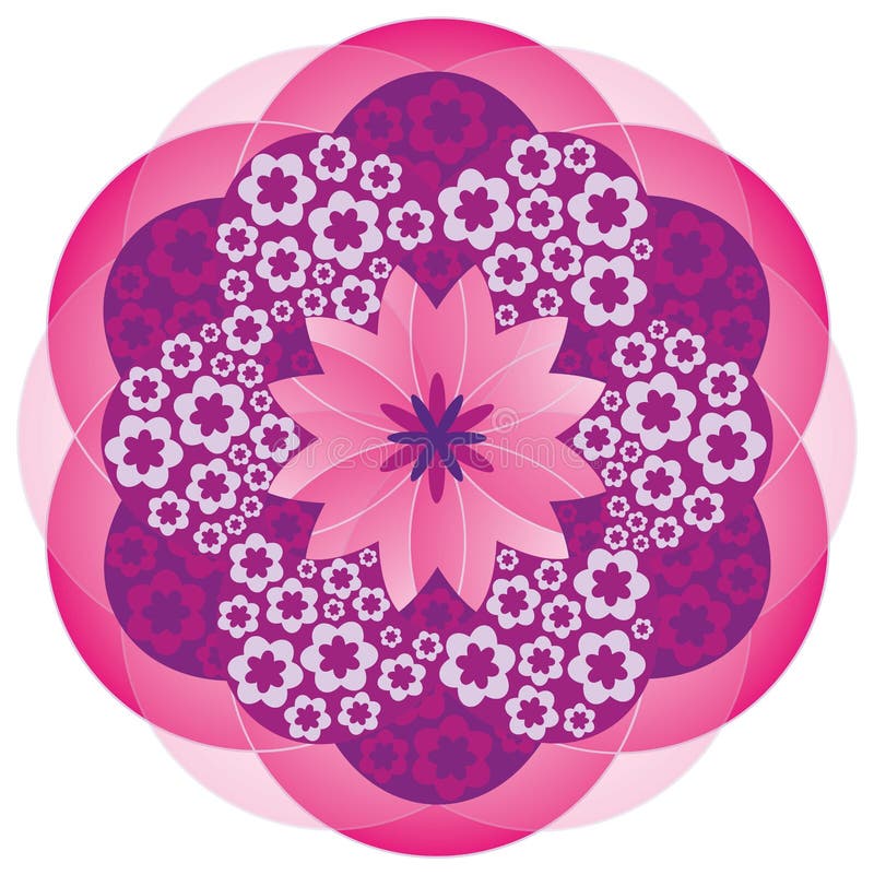 Blumen-Mandala in den rosafarbenen Farben stock abbildung Blumen-Mandala in den rosafarbenen Farben stock abbildung