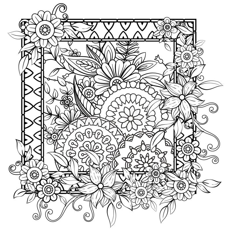 BlumenMandala Pattern vektor abbildung. Illustration von