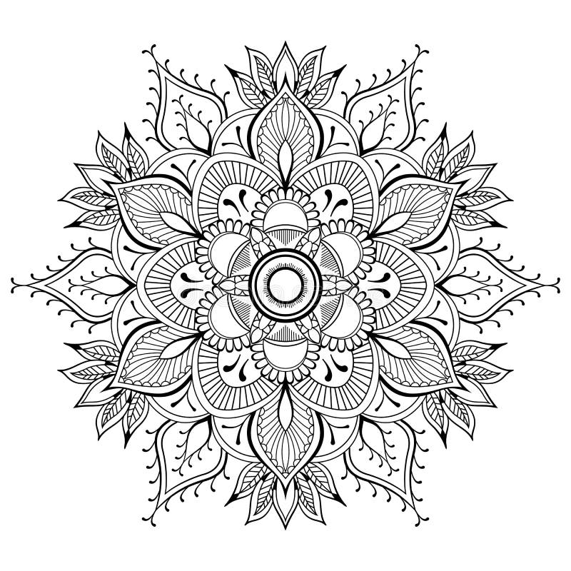 Blumen-schwarze Mandala Orientalisches Muster, Vektorillustration Islam, Arabisch, indische Osmanemotive Malbuchseite stock abbildung Blumen-schwarze Mandala Orientalisches Muster, Vektorillustration Islam, Arabisch, indische Osmanemotive Malbuchseite stock abbildung