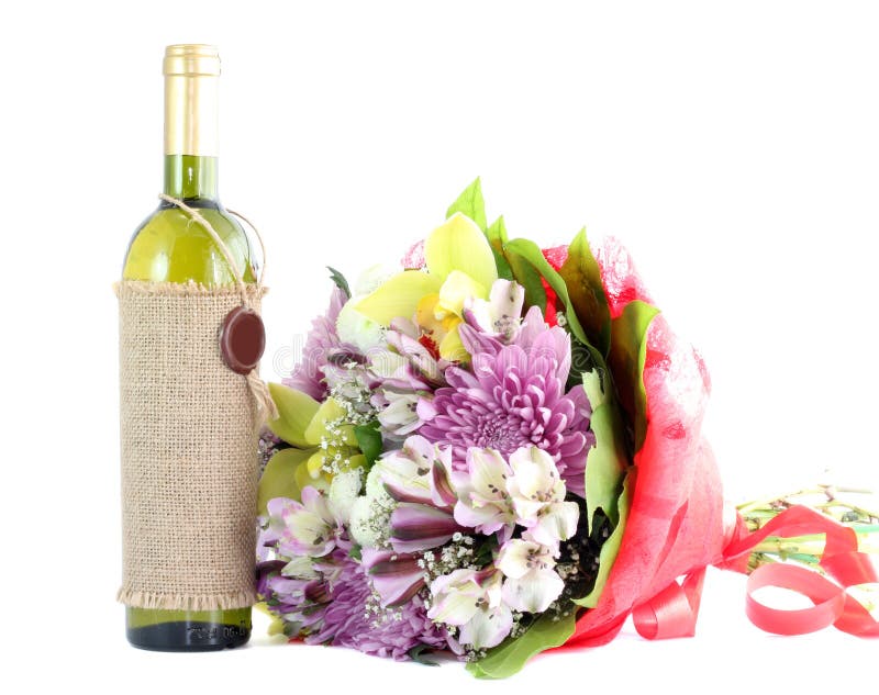 Blumen und Wein stockbild. Bild von inneres, getrennt 21138577