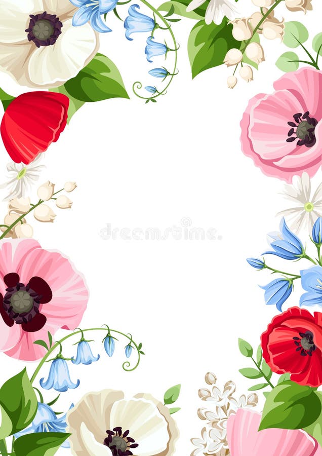 Blumenblatt oder Karte mit bunten Blumen. Vektorgrafik. vektor abbildung