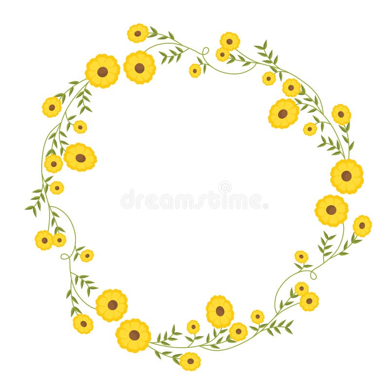 Blumenkreiskranzdekoration mit gelben Blumen lizenzfreie abbildung Blumenkreiskranzdekoration mit gelben Blumen lizenzfreie abbildung