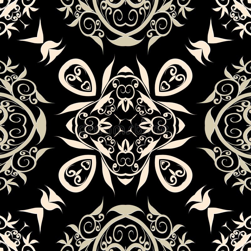Blumenmaske-Vektormuster Blumenzierhintergrund Vintage blühende symmetrische Ornamente mit Blumen lizenzfreie abbildung Blumenmaske-Vektormuster Blumenzierhintergrund Vintage blühende symmetrische Ornamente mit Blumen lizenzfreie abbildung