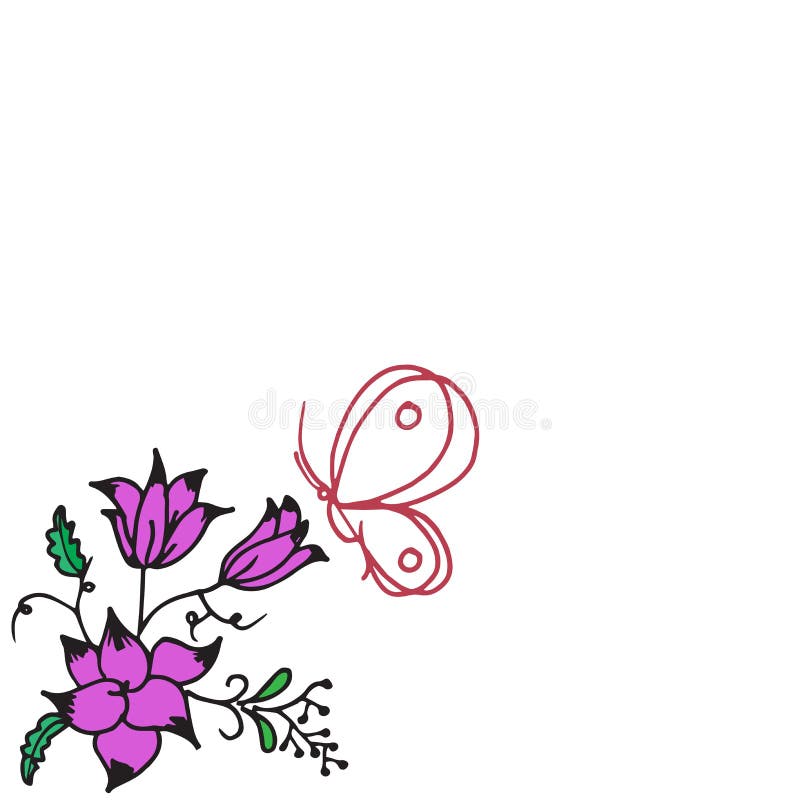Schones Blumenmuster Auf Weissem Hintergrund Handgezeichneter Blauer Umriss Vektor Blaue Blume Mit Blatt Und Schmetterling Wirbe Vektor Abbildung Illustration Von Schonheit Gezeichnet 217506016