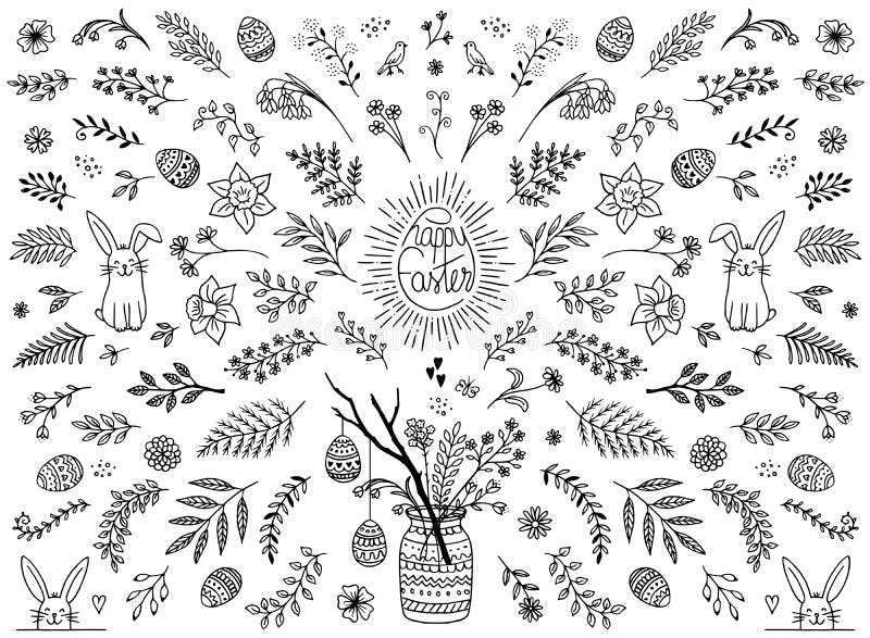 Blumenmusterelemente für Ostern lizenzfreie abbildung Blumenmusterelemente für Ostern lizenzfreie abbildung