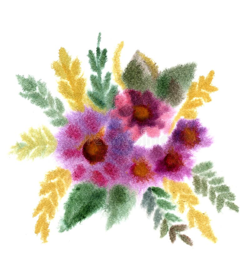 Blumenstrauss Der Blumen Gemalt Im Aquarell Stock Abbildung Illustration Von Gemalt Blumenstrauss