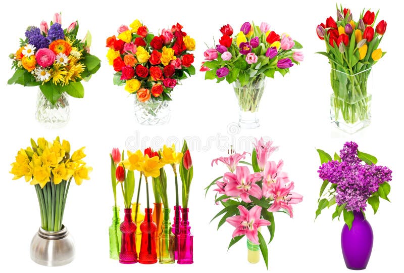Blumenstrauß der bunten Blumen Tulpen, Rosen, Flieder, Narzisse, Li