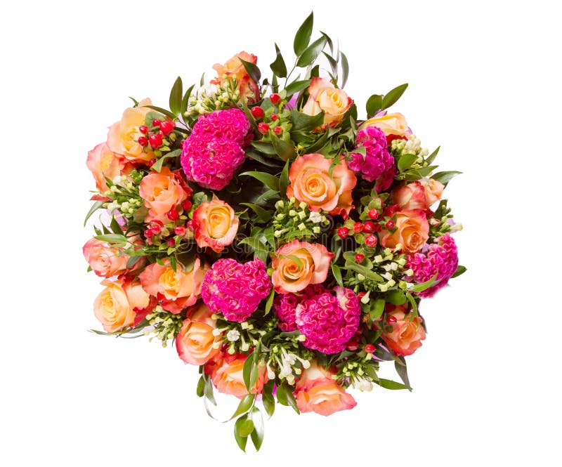 Blumenstrauß der Draufsicht der Blumen lokalisiert auf Weiß stockfoto Blumenstrauß der Draufsicht der Blumen lokalisiert auf Weiß stockfoto