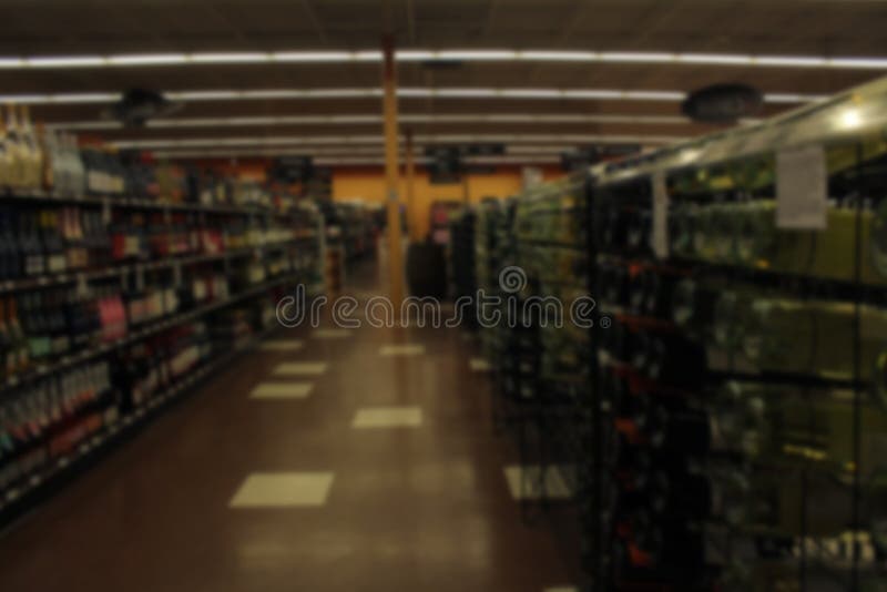 Blur Background Inside Beer, Liquor and Wine Store Stock Photo Image