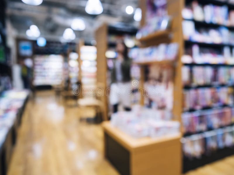 Blur Bookstore interior with Book shelf and display