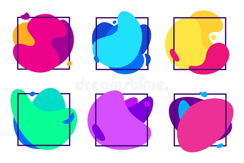 Blur gradients shapes. Organic fluid frame, futuristic colorful gradient liquid frames and blurred free form vector vector illustration