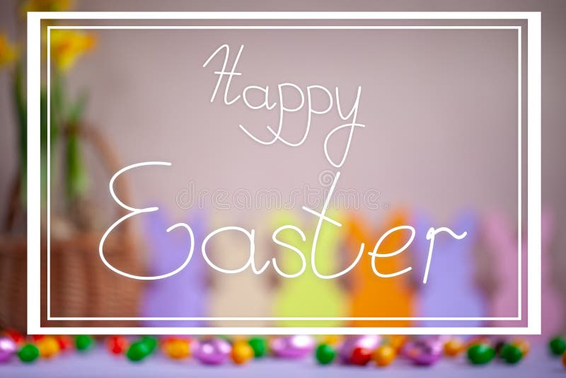 Blured-Feiertags-Ostern-Hintergrund mit Text fröhliche Ostern stockfotos Blured-Feiertags-Ostern-Hintergrund mit Text fröhliche Ostern stockfotos