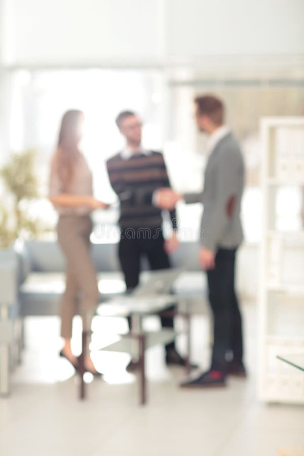 Blurred Abstract Background of Business Discussion People Group. Stock