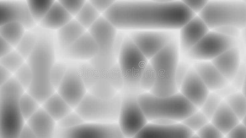 Abstract grayscale geometric pattern with interconnected luminous hexagonal and oval shapes stock illustration