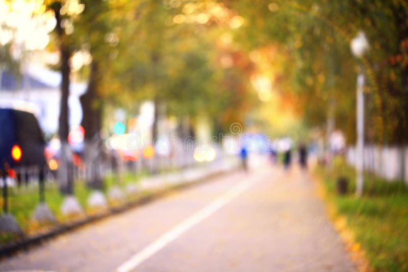 Blurred background autumn street in the city