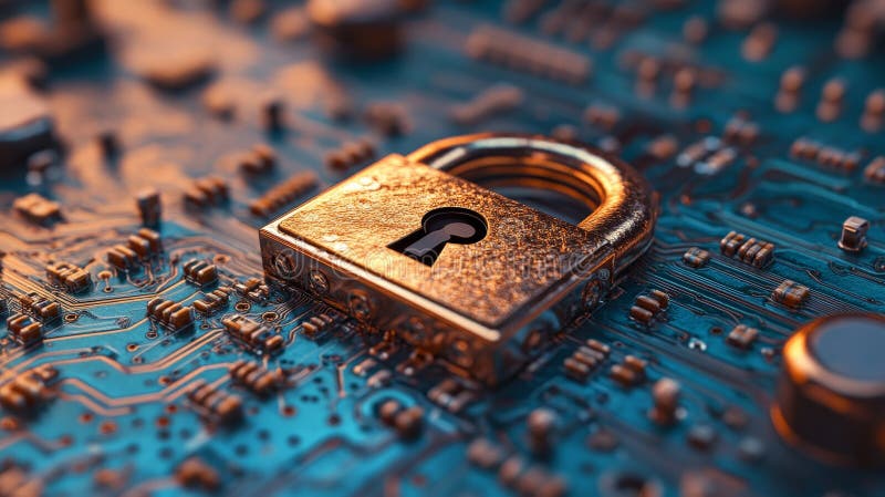 A blurred background with copy space is shown, highlighting the creation and trading of quantum cryptography keys for royalty free stock photography