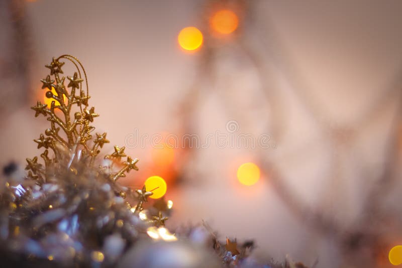 Blurred background of green lights. tree golden plastic silver garland postcard background Happy New Year royalty free stock photo Blurred background of green lights. tree golden plastic silver garland postcard background Happy New Year royalty free stock photo
