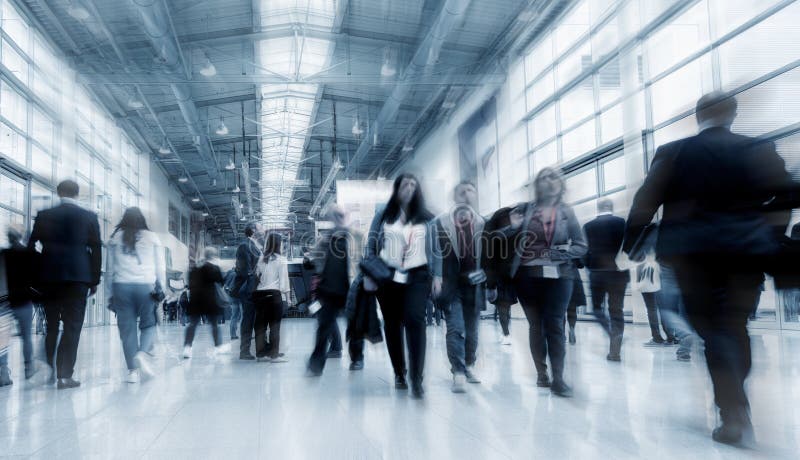 Blurred business people at a Tradeshow