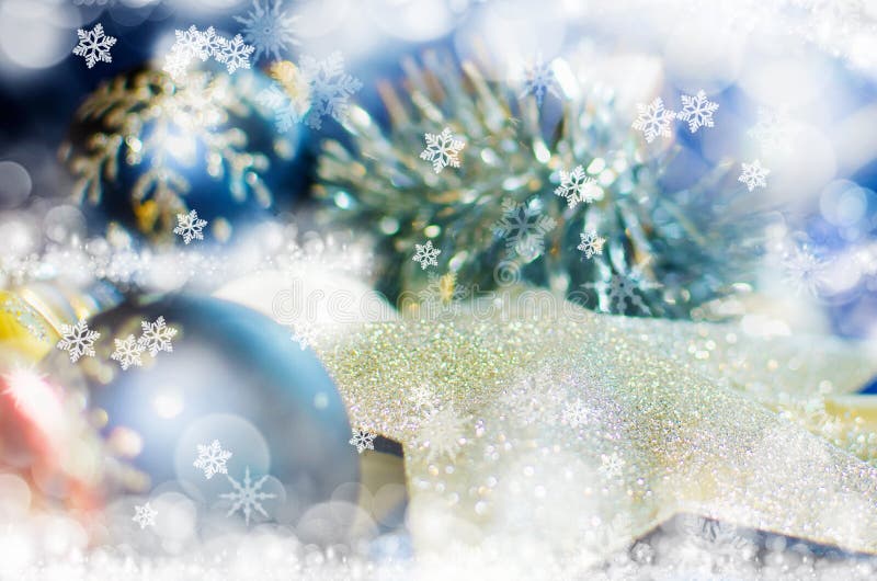 Blurred Christmas Background with Snowflakes and Blue Sky. Vector Stock ...