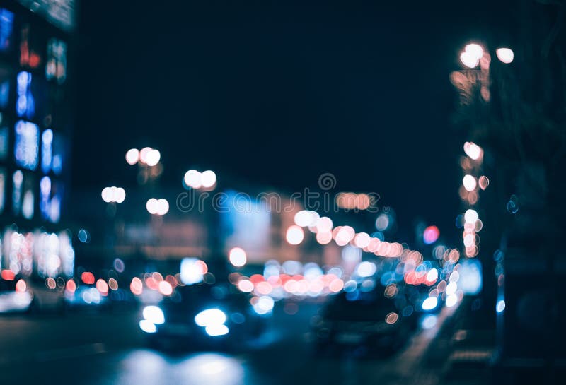 Blurred city at night. Bokeh