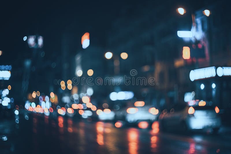 Blurred city at night. Bokeh