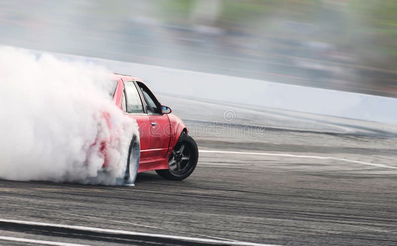 Car drifting image diffusion race drift car with lots of smoke from burning  tires on speed track Stock Illustration