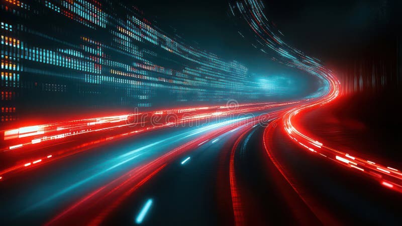 A blurred, dynamic representation of light trails, suggesting speed and movement royalty free illustration