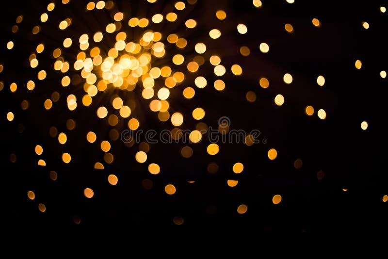 Blurred Golden Lights on Black Background. Stock Image - Image of little,  december: 166403199