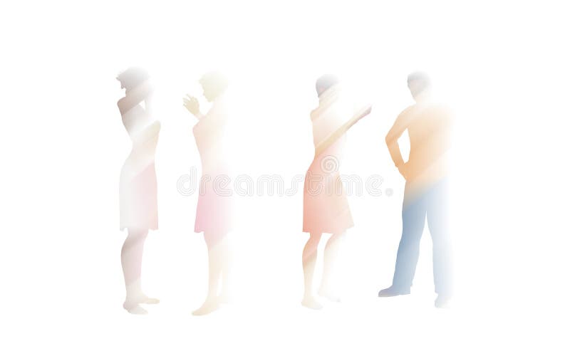 Blurred image of people talking on white vector illustration